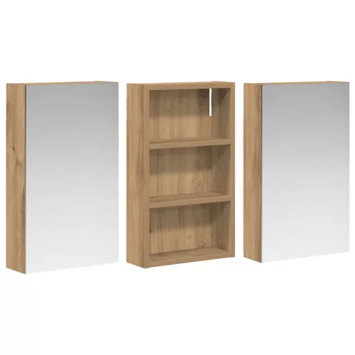  Fürdőszobai Szekrény Szett 3 pcs 90 x 10,5 x 50 cm Faanyag