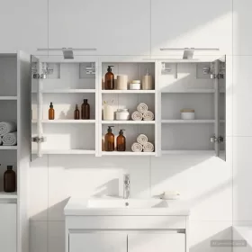    Fürdőszobai Szekrény Szett 3 pcs 90 x 10,5 x 50 cm Faanyag