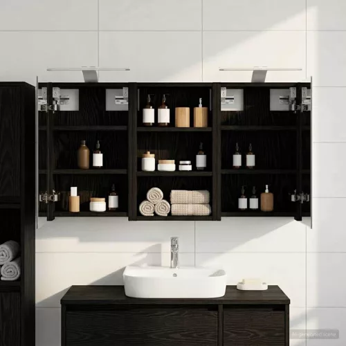  Fürdőszobai Szekrény Szett 3 pcs 90 x 10,5 x 50 cm Faanyag