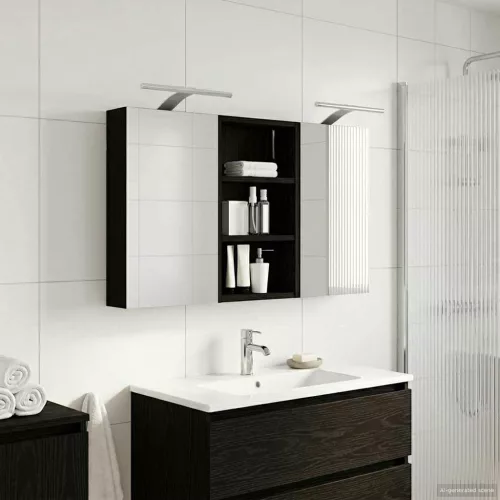  Fürdőszobai Szekrény Szett 3 pcs 90 x 10,5 x 50 cm Faanyag