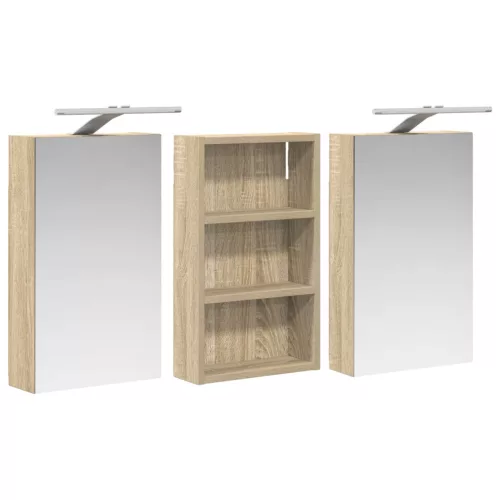  Fürdőszobai Szekrény Szett 3 pcs 90 x 10,5 x 50 cm Faanyag