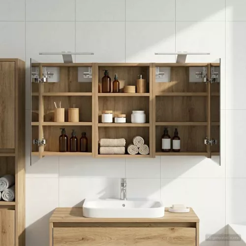  Fürdőszobai Szekrény Szett 3 pcs 90 x 10,5 x 50 cm Faanyag