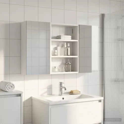  Fürdőszobai Szekrény Szett 3 pcs 100 x 10,5 x 50 cm Faanyag