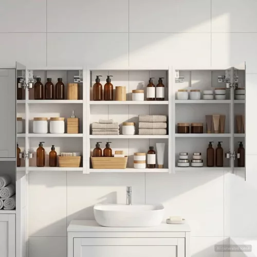  Fürdőszobai Szekrény Szett 3 pcs 100 x 10,5 x 50 cm Faanyag