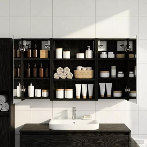  Fürdőszobai Szekrény Szett 3 pcs 100 x 10,5 x 50 cm Faanyag