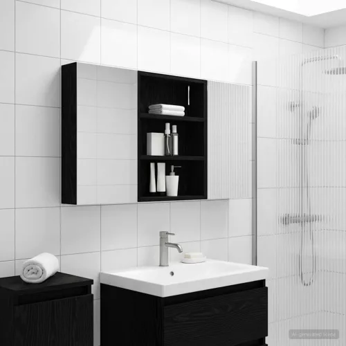  Fürdőszobai Szekrény Szett 3 pcs 100 x 10,5 x 50 cm Faanyag