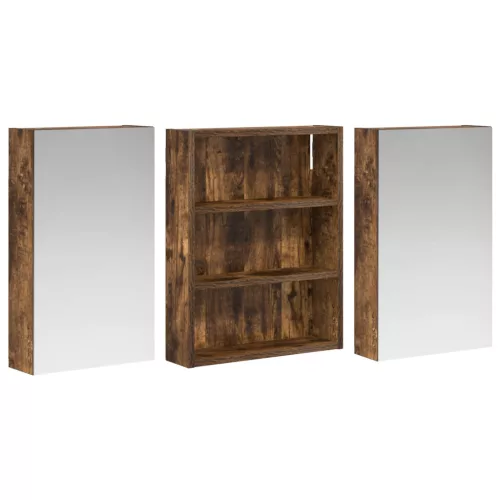  Fürdőszobai Szekrény Szett 3 pcs 100 x 10,5 x 50 cm Faanyag