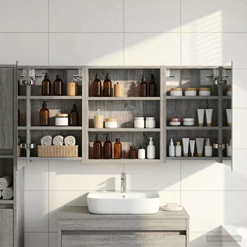  Fürdőszobai Szekrény Szett 3 pcs 100 x 10,5 x 50 cm Faanyag