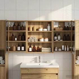    Fürdőszobai Szekrény Szett 3 pcs 100 x 10,5 x 50 cm Faanyag