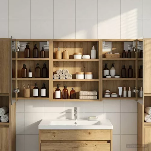  Fürdőszobai Szekrény Szett 3 pcs 100 x 10,5 x 50 cm Faanyag