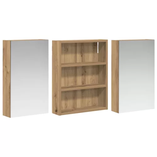  Fürdőszobai Szekrény Szett 3 pcs 100 x 10,5 x 50 cm Faanyag