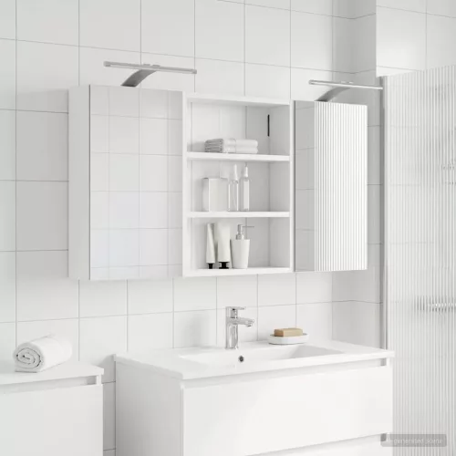  Fürdőszobai Szekrény Szett 3 pcs 100 x 10,5 x 50 cm Faanyag