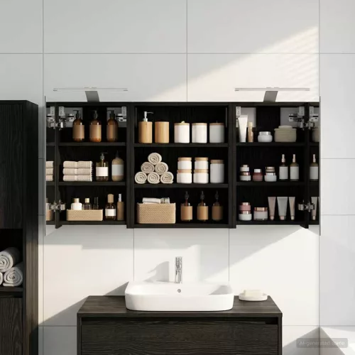  Fürdőszobai Szekrény Szett 3 pcs 100 x 10,5 x 50 cm Faanyag