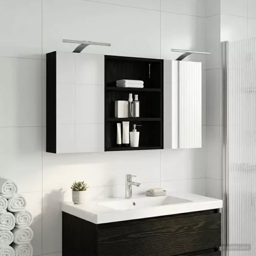  Fürdőszobai Szekrény Szett 3 pcs 100 x 10,5 x 50 cm Faanyag