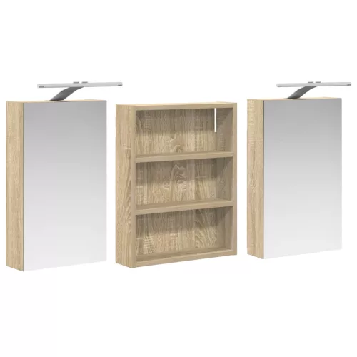  Fürdőszobai Szekrény Szett 3 pcs 100 x 10,5 x 50 cm Faanyag