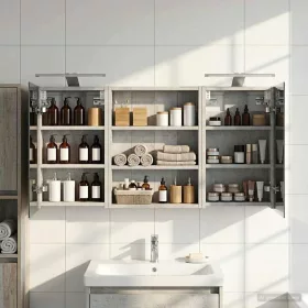    Fürdőszobai Szekrény Szett 3 pcs 100 x 10,5 x 50 cm Faanyag