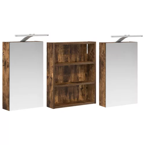  Fürdőszobai Szekrény Szett 3 pcs 100 x 10,5 x 50 cm Faanyag