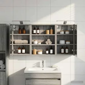    Fürdőszobai Szekrény Szett 3 pcs 100 x 10,5 x 50 cm Faanyag