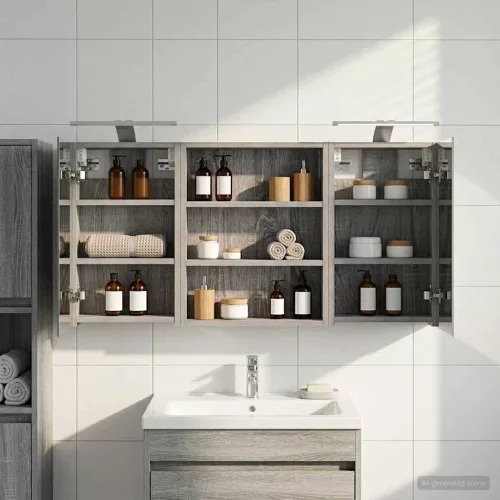  Fürdőszobai Szekrény Szett 3 pcs 100 x 10,5 x 50 cm Faanyag