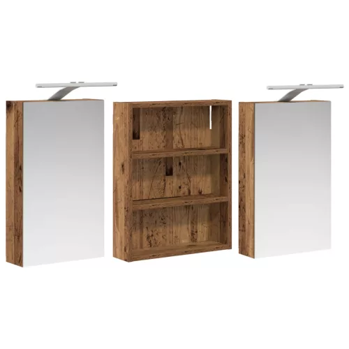  Fürdőszobai Szekrény Szett 3 pcs 100 x 10,5 x 50 cm Faanyag