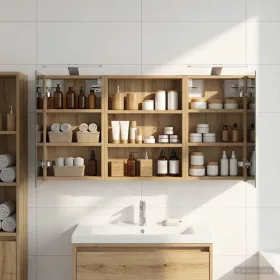    Fürdőszobai Szekrény Szett 3 pcs 100 x 10,5 x 50 cm Faanyag