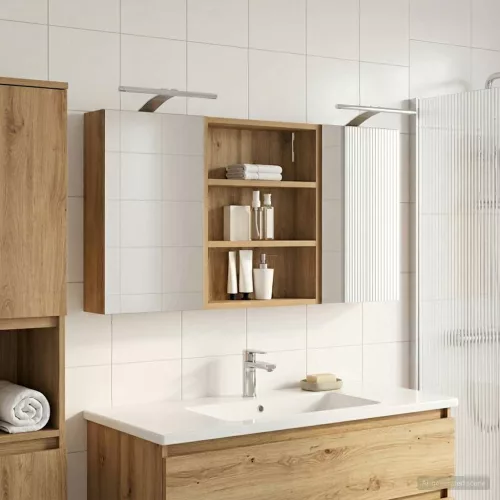  Fürdőszobai Szekrény Szett 3 pcs 100 x 10,5 x 50 cm Faanyag