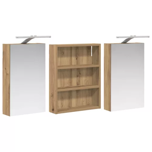  Fürdőszobai Szekrény Szett 3 pcs 100 x 10,5 x 50 cm Faanyag