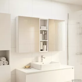    Fürdőszobai Szekrény Szett 3 pcs 100 x 10,5 x 60,5 cm Faanyag