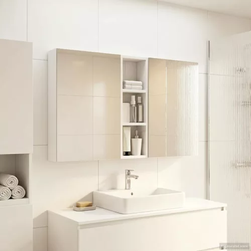  Fürdőszobai Szekrény Szett 3 pcs 100 x 10,5 x 60,5 cm Faanyag