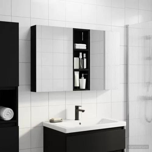  Fürdőszobai Szekrény Szett 3 pcs 100 x 10,5 x 60,5 cm Faanyag