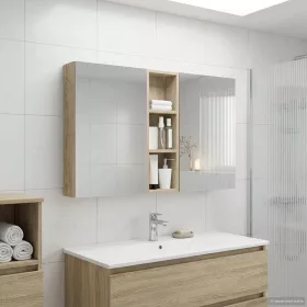    Fürdőszobai Szekrény Szett 3 pcs 100 x 10,5 x 60,5 cm Faanyag