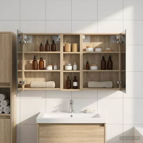  Fürdőszobai Szekrény Szett 3 pcs 100 x 10,5 x 60,5 cm Faanyag