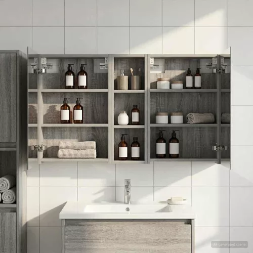  Fürdőszobai Szekrény Szett 3 pcs 100 x 10,5 x 60,5 cm Faanyag