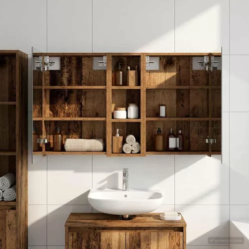  Fürdőszobai Szekrény Szett 3 pcs 100 x 10,5 x 60,5 cm Faanyag