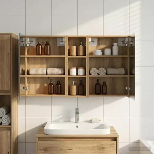  Fürdőszobai Szekrény Szett 3 pcs 100 x 10,5 x 60,5 cm Faanyag