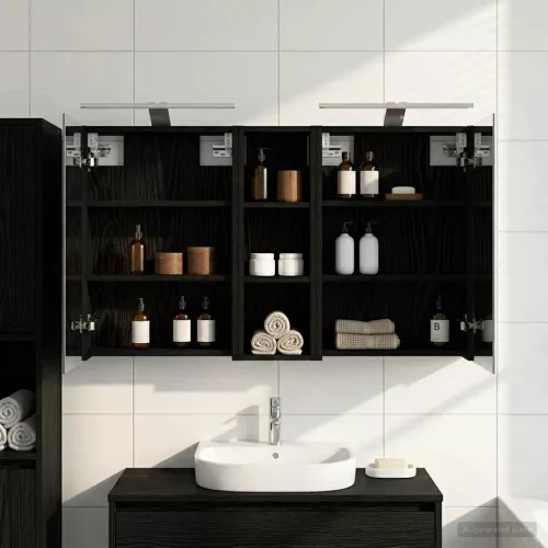  Fürdőszobai Szekrény Szett 3 pcs 100 x 10,5 x 60,5 cm Faanyag