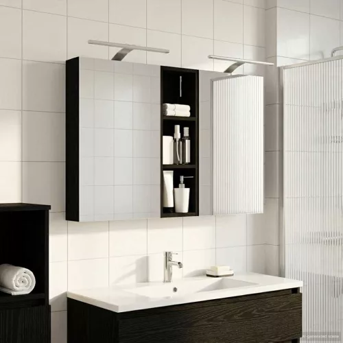  Fürdőszobai Szekrény Szett 3 pcs 100 x 10,5 x 60,5 cm Faanyag