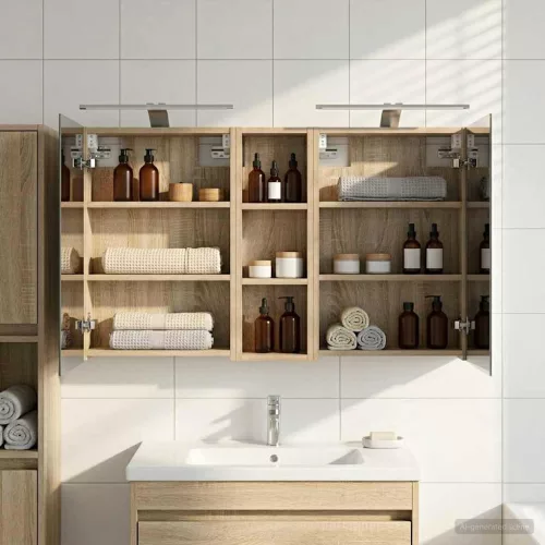  Fürdőszobai Szekrény Szett 3 pcs 100 x 10,5 x 60,5 cm Faanyag