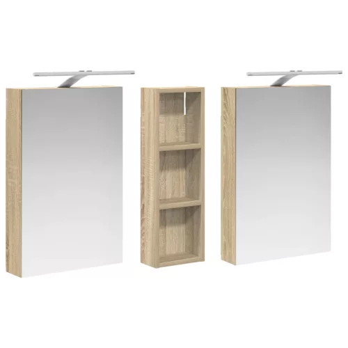  Fürdőszobai Szekrény Szett 3 pcs 100 x 10,5 x 60,5 cm Faanyag