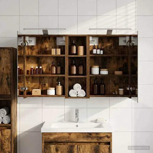  Fürdőszobai Szekrény Szett 3 pcs 100 x 10,5 x 60,5 cm Faanyag