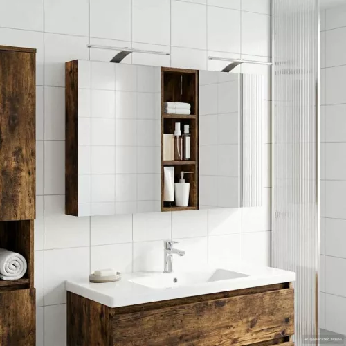  Fürdőszobai Szekrény Szett 3 pcs 100 x 10,5 x 60,5 cm Faanyag