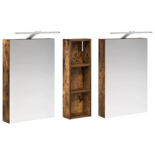  Fürdőszobai Szekrény Szett 3 pcs 100 x 10,5 x 60,5 cm Faanyag