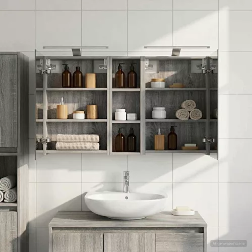  Fürdőszobai Szekrény Szett 3 pcs 100 x 10,5 x 60,5 cm Faanyag