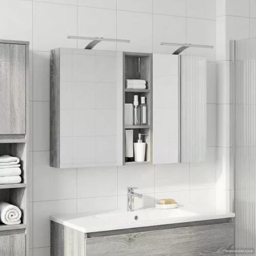  Fürdőszobai Szekrény Szett 3 pcs 100 x 10,5 x 60,5 cm Faanyag