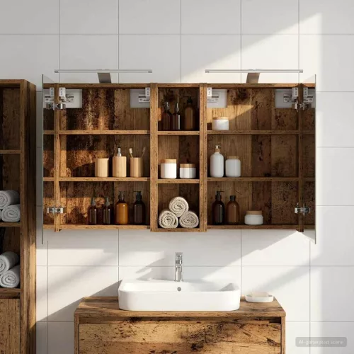  Fürdőszobai Szekrény Szett 3 pcs 100 x 10,5 x 60,5 cm Faanyag