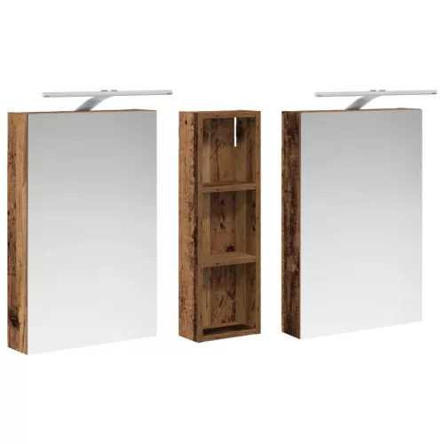  Fürdőszobai Szekrény Szett 3 pcs 100 x 10,5 x 60,5 cm Faanyag