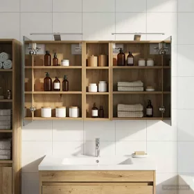    Fürdőszobai Szekrény Szett 3 pcs 100 x 10,5 x 60,5 cm Faanyag