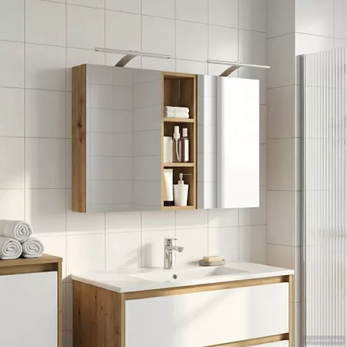  Fürdőszobai Szekrény Szett 3 pcs 100 x 10,5 x 60,5 cm Faanyag