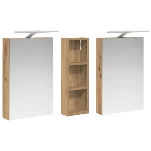  Fürdőszobai Szekrény Szett 3 pcs 100 x 10,5 x 60,5 cm Faanyag