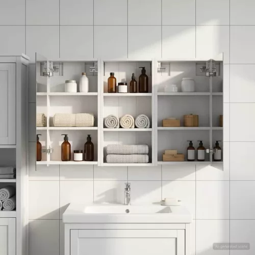  Fürdőszobai Szekrény Szett 3 pcs 110 x 10,5 x 60,5 cm Faanyag